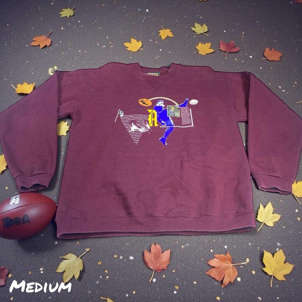 VTG 90s Jantzen Sweatshirt Crewneck Mens MEDIUM Football Embroidered Graphic